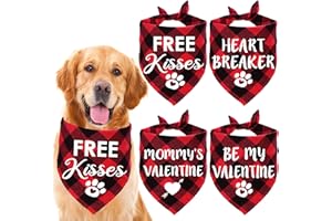 STMK 4 Pack Valentine’s Day Dog Bandanas, Valentines Dog Bandanas Scarf Dog Valentines Bandana for Medium Large Dogs Pets (Large)