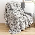 GONAAP Fuzzy Faux Fur Throw Blanket Frosty Grey Super Soft Cozy Plush Fuzzy Shaggy Blanket for Couch Sofa Bed (Frosty Grey, Throw(50"x60"))
