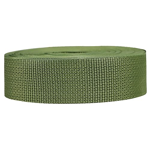 Strapworks Lightweight Polypropylene Webbing - Poly Strapping for Outdoor DIY Gear Repair, Pet Collars, Crafts – 1.5 Inch x 10 Yards - Olive Drab