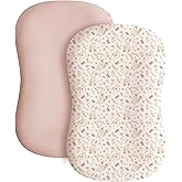 Konssy 2 Pack Baby Lounger Cover, Stretchy and Soft Newborn Lounger Cover, Infant Lounger Slipcover for Boys Girls, Covers Only (Pink Spring,Pink)