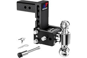 Geteen Trailer Hitches, Adjustable Trailer Hitch Ball Mount - Fits 2.5" Receiver, Dual Ball (2" x 2-5/16"), 5" Drop, 15,000 GTW - GT25052B