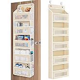 JARLINK Over The Door Organizer Storage, 5 Shelf Hanging Door Organizer with 5 Large Capacity Pockets, Anti Tilt 44 lb Load Behind Door Storage for Bedroom, Bathroom, Pantry, Nursery, (Beige)