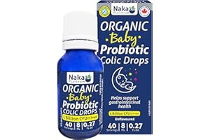 Naka Platinum Organic BABY Probiotic Colic Drops, Helps support gastrointestinal health, 1 Billion CFU, Unflavoured, For infa