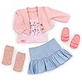 Our Generation - Country Charm - 18-Inch Doll Clothes - Pink Sweater & Blue Skirt Outfit - Floral-Print Top - Pretend Play - 