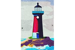 YAKOLECI Latch Hook Kits for Adults, Color Printed DIY Rug Crafts Arts Carpet for Home Decoration Festival Gift 23.6'' X 15.8'' (Light House)