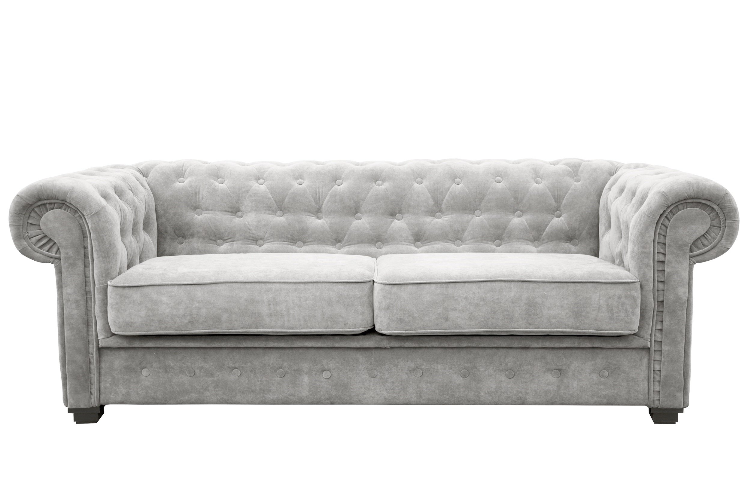 Sofas and More Chesterfield Style Sofa bed Venus 3 Seater 2 Seater Fabric Light Grey Settee (2seater, Light Grey)