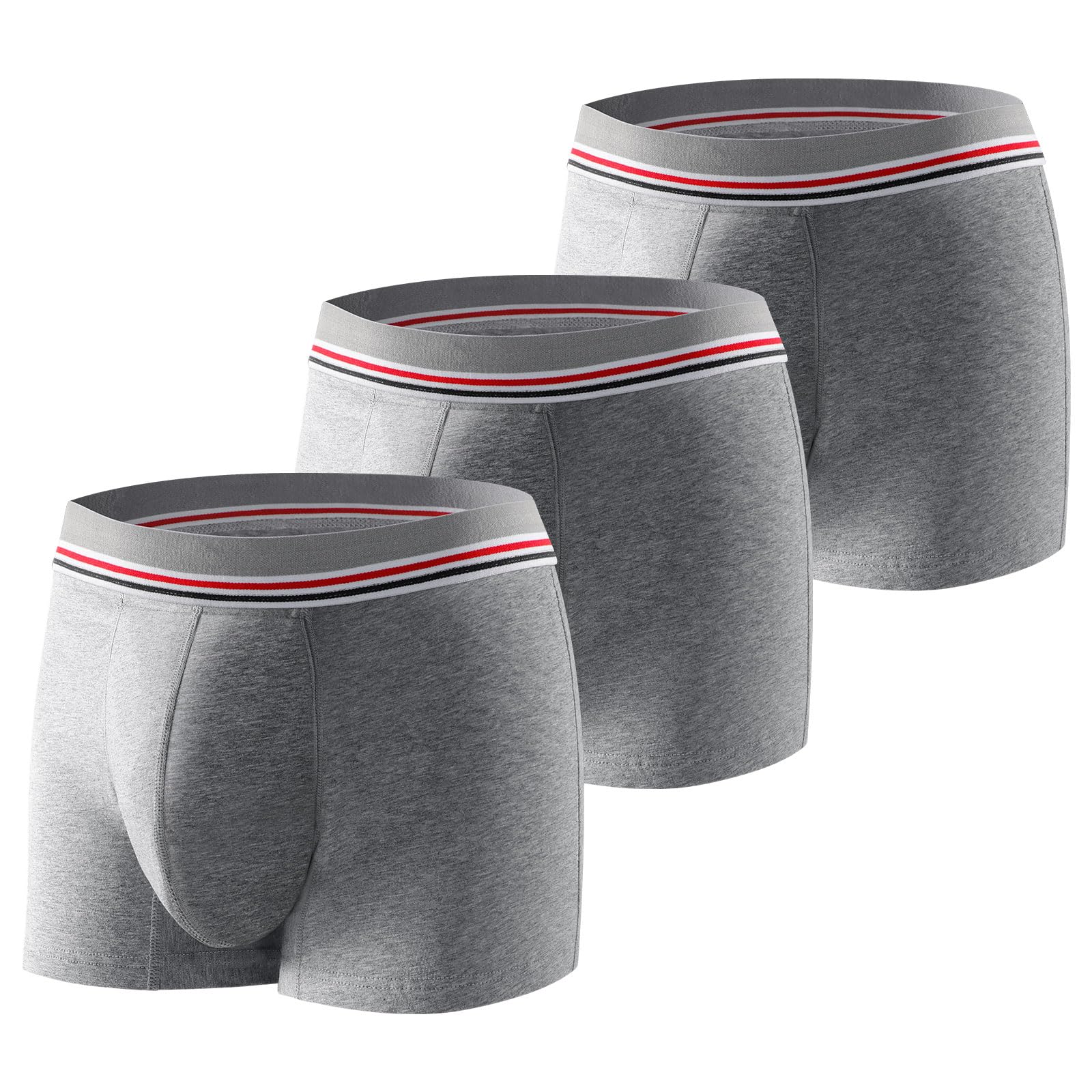 CARER Healthcare Incontinence Pregnancy 3 Pack Men's Incontinence Boxer Brief Washable Light & Thin Cotton Incontinence Pants with 80 ML Absorbent Pad for Bladder Leaks Grey