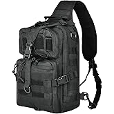AZULDEZ 15L Compact Tactical Sling Bag, Military Shoulder Sling Pack for Men's EDC, Molle Assault Range Bag Crossbody Chest Pack for Outdoor Adventures (07-Black)