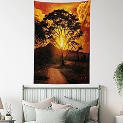 Lunarable Sunset Tapestry Twin Size, Majestic Tree