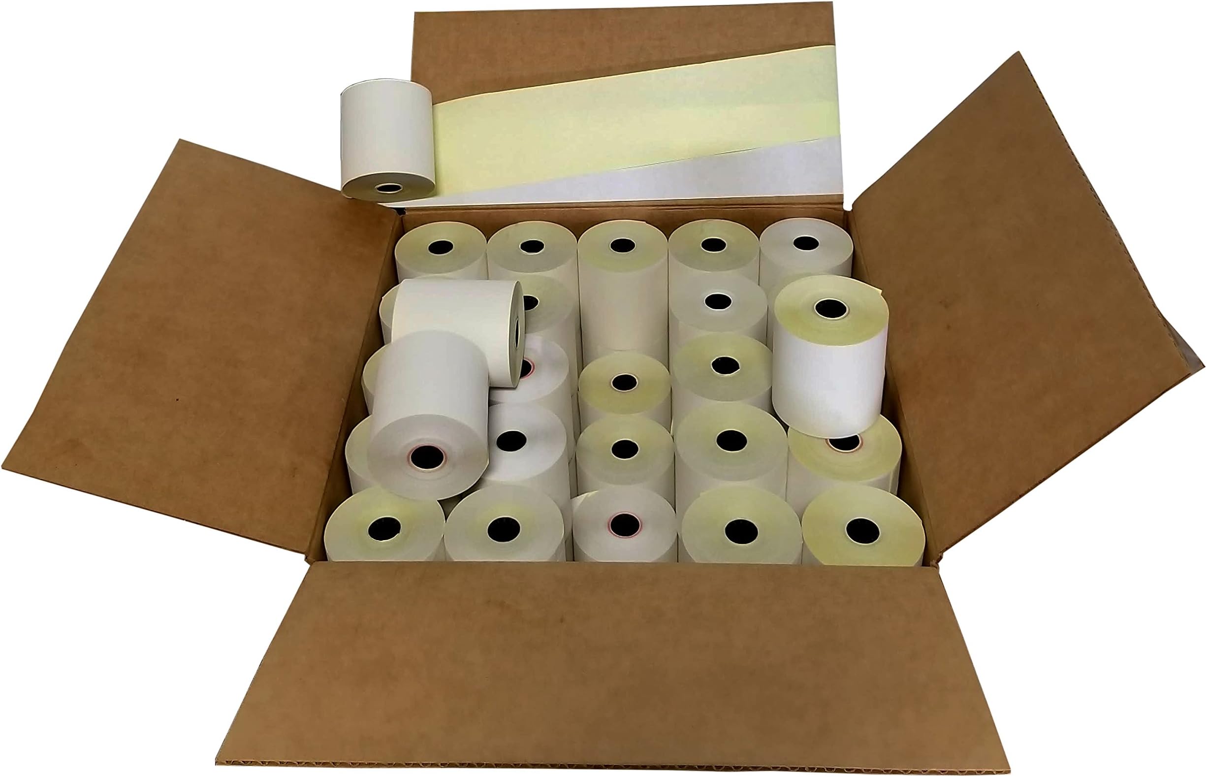 3" x 95' 2 Ply White/Canary Paper Rolls for TM-U220A TM-U220B TM-U220D TM-U230