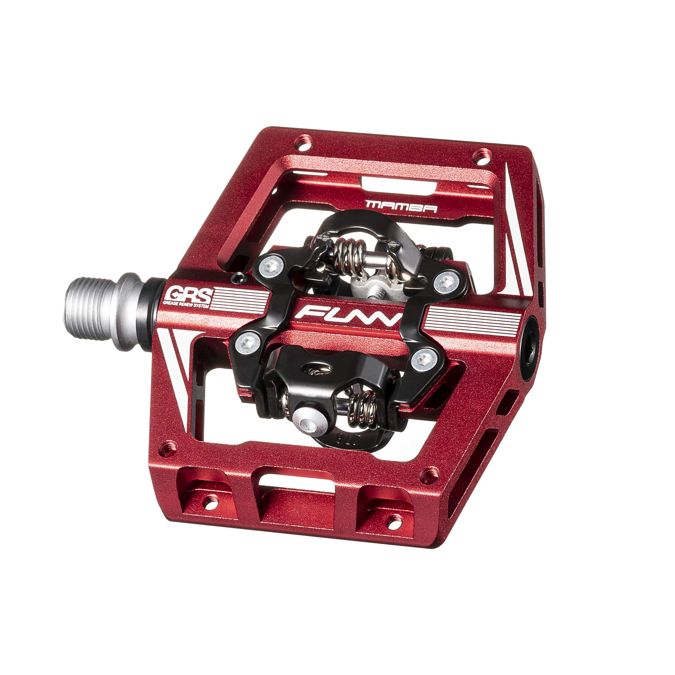 Funn Mamba S MTB Clipless Pedals, Double Sided Clip Compact Platform Mountain Bike Pedals, Compatible with SPD Cleats, 9/16-Inch CrMo Axle Bicycle Pedals for MTB/BMX/Gravel Cycling(Red)