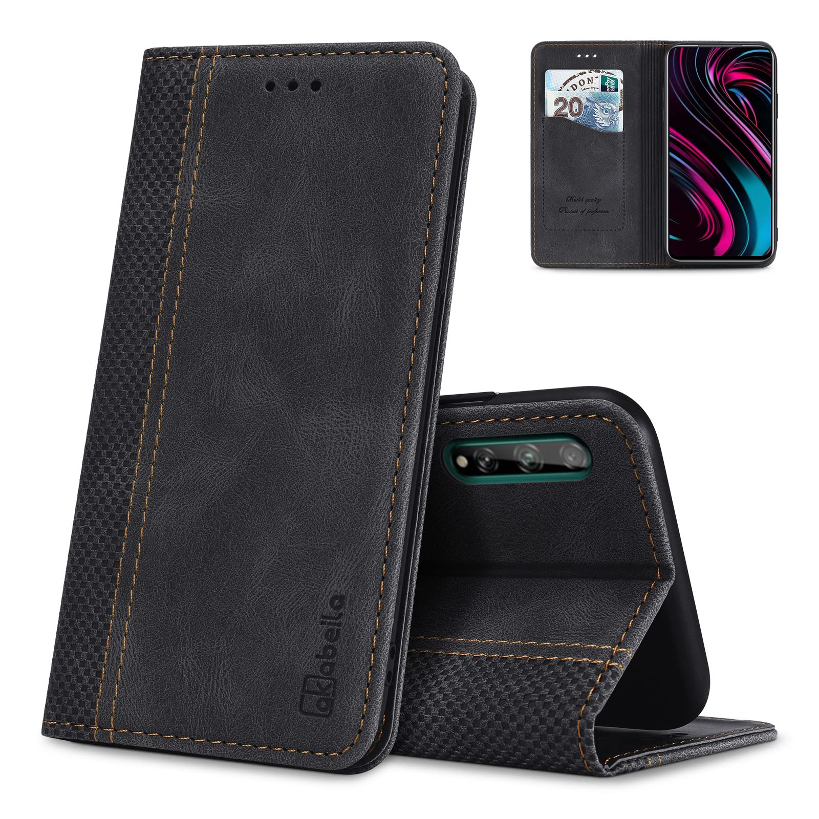 AKABEILA Case for Motorola Moto G34 5G Case PU Leather Flip Wallet Case with Magnetic Closure Kickstand Card Slots Folio Phone Case Cover 6.5 Inch Black