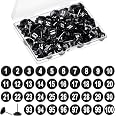 SouG 200pcs Numbered Push Pins (1-100) - Black & White Thumbtacks For Maps, Boards