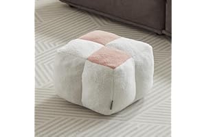 Louis Donné Stuffed Pouf Ottoman, Pouf with Memory Foam Filler, 17.7 * 17.7 * 15.7 Inch Ottoman Pouf Foot Rest, Bean Bag Cubes for Footrest, Boho Footrest Stool for Living Room, Bedroom