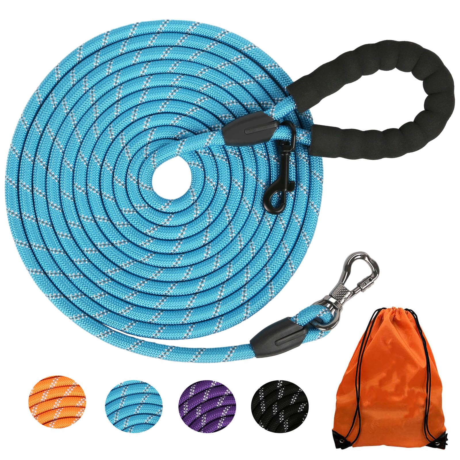 Photo 1 of 100FT Long Dog Leash for Dog Training, Lockable Hook Reflective Leash, Heavy Duty Dogs Lead Tie Out Rope for Large Medium Small Dogs Outside Walking, Playing, Camping, or Yard