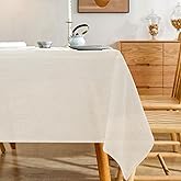 Karseteli Natural 100% Polyester Textured Rectangle Tablecloth, Slubby Lightweight Table Cloth 60 x 84 Inch, Water Resistant Stain Resistant Farmhouse Burlap Table Cover for Kitchen Dining Room