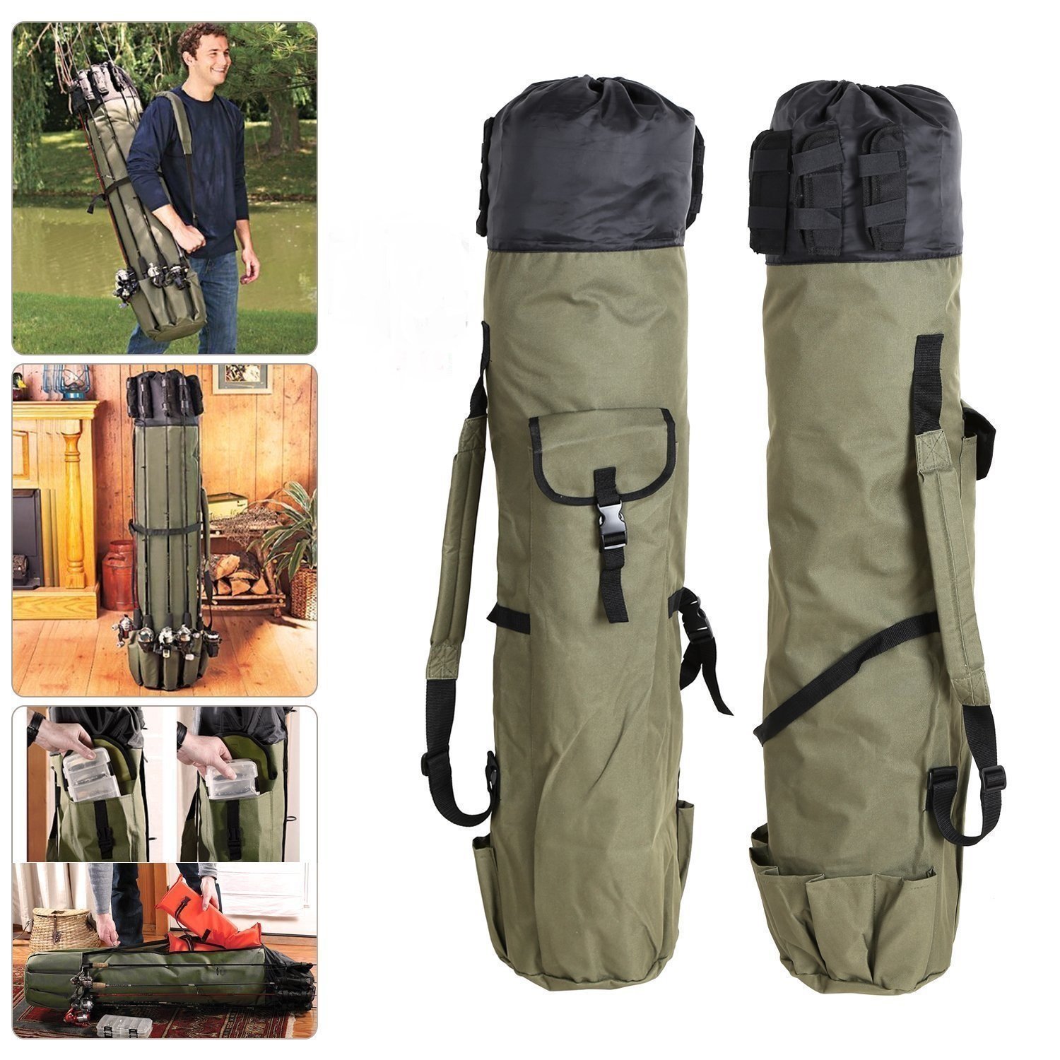 Sac à Dos de Canne à Pêche G.G.G. Pêche Sac de Voyage, Sac à Bandoulière Sacs, Toile