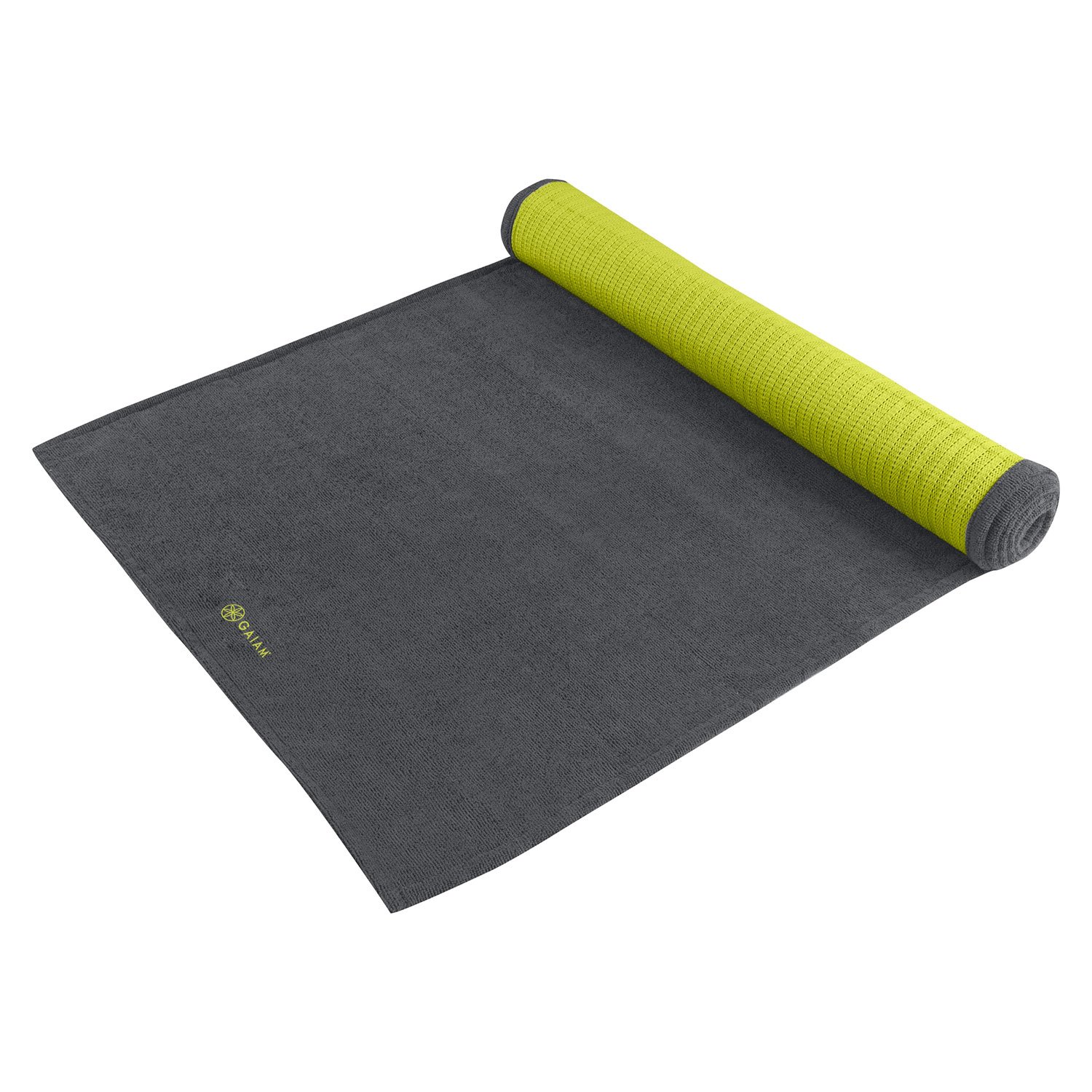Gaiam Grippy Non Slip Yoga Mat Towel - Fast Drying Towel - Ideal For Hot Yoga - Microfiber And Machine Washable - Grip Backing