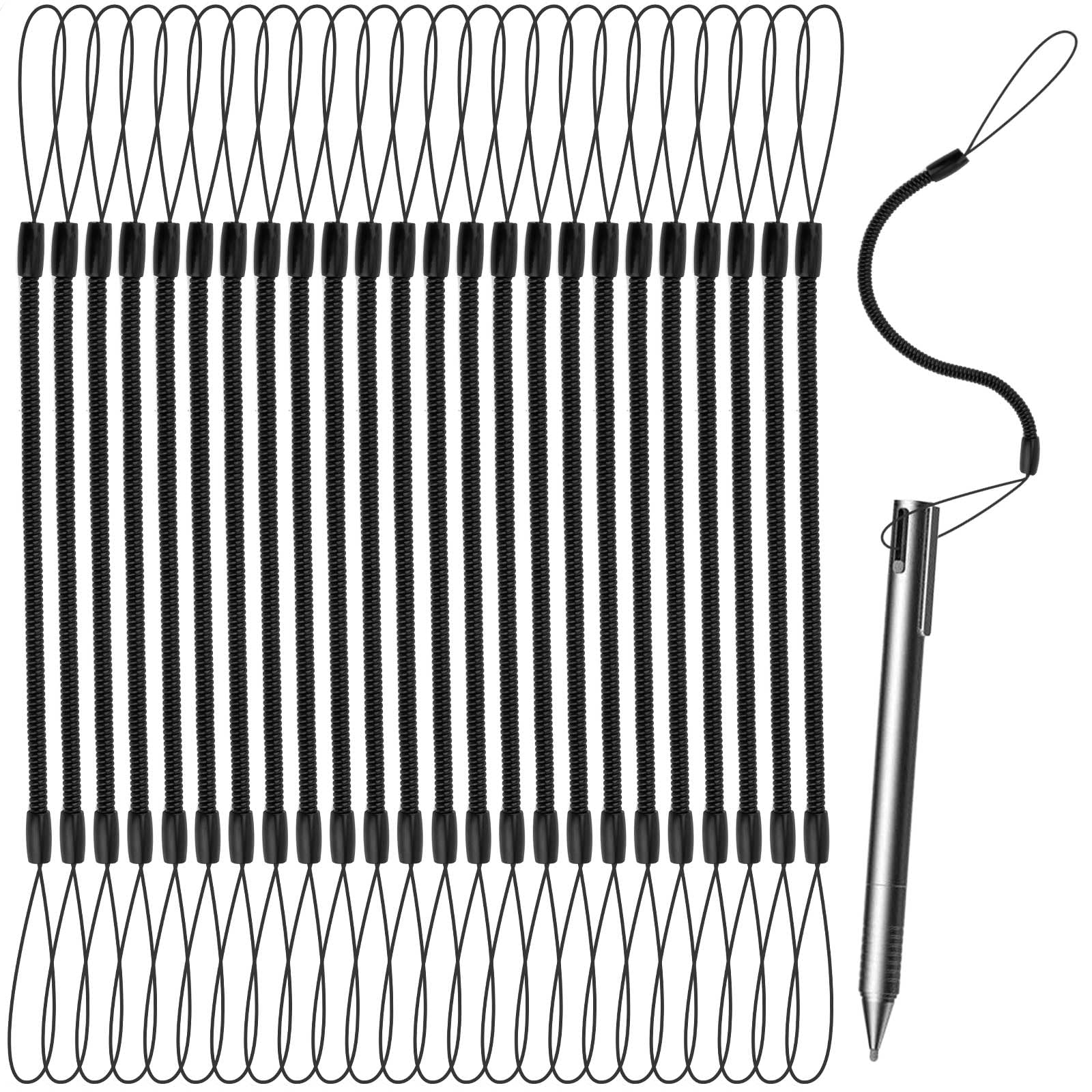 24pcs Elastic Tether Lanyard, 9.4 Inch Pen Leash Anti-Losing Stylus Tether Retractable Spring Coil Strap Stylus Lanyard Tether for Clipboard Drawing Pen to Tablet Touchscreen
