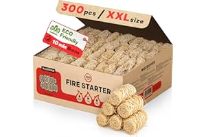 WOODOVER 300 pcs Large Fire Starters for Fireplace, Natural Fire Starter for Campfires, for Wood Stove, BBQ, Grill, Pizza Oven, Outdoor Fire Pit, Chimney Charcoal Starter