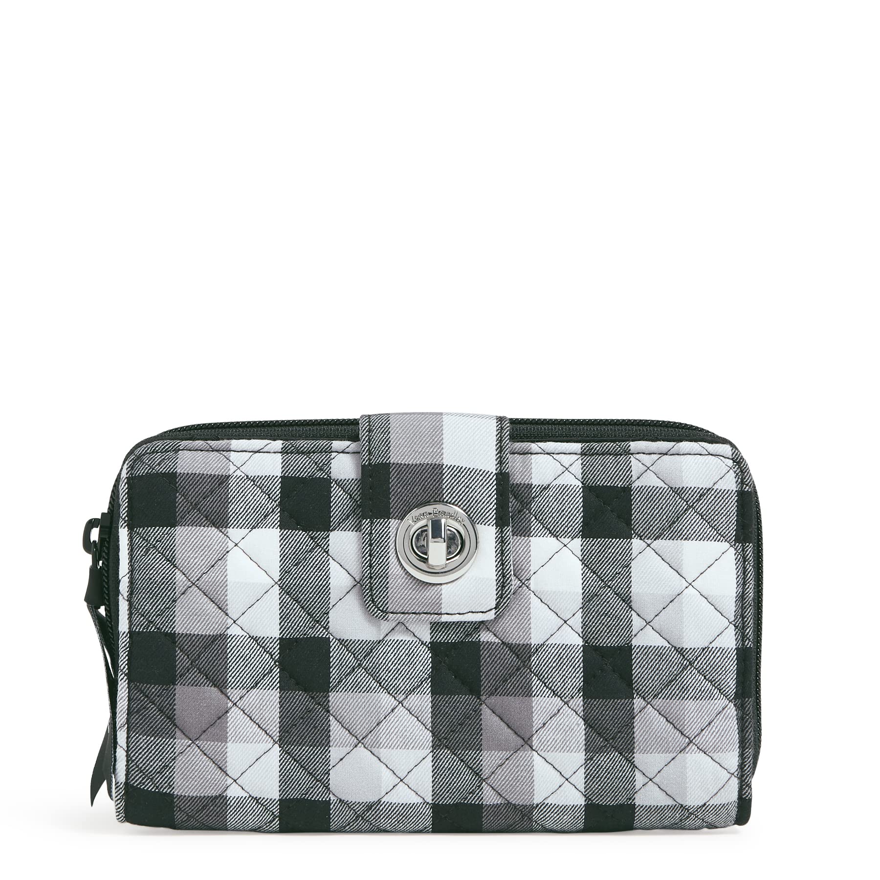 Vera Bradley Women's Cotton Turnlock Wallet With RFID Protection, Kingbird Plaid, One Size Image