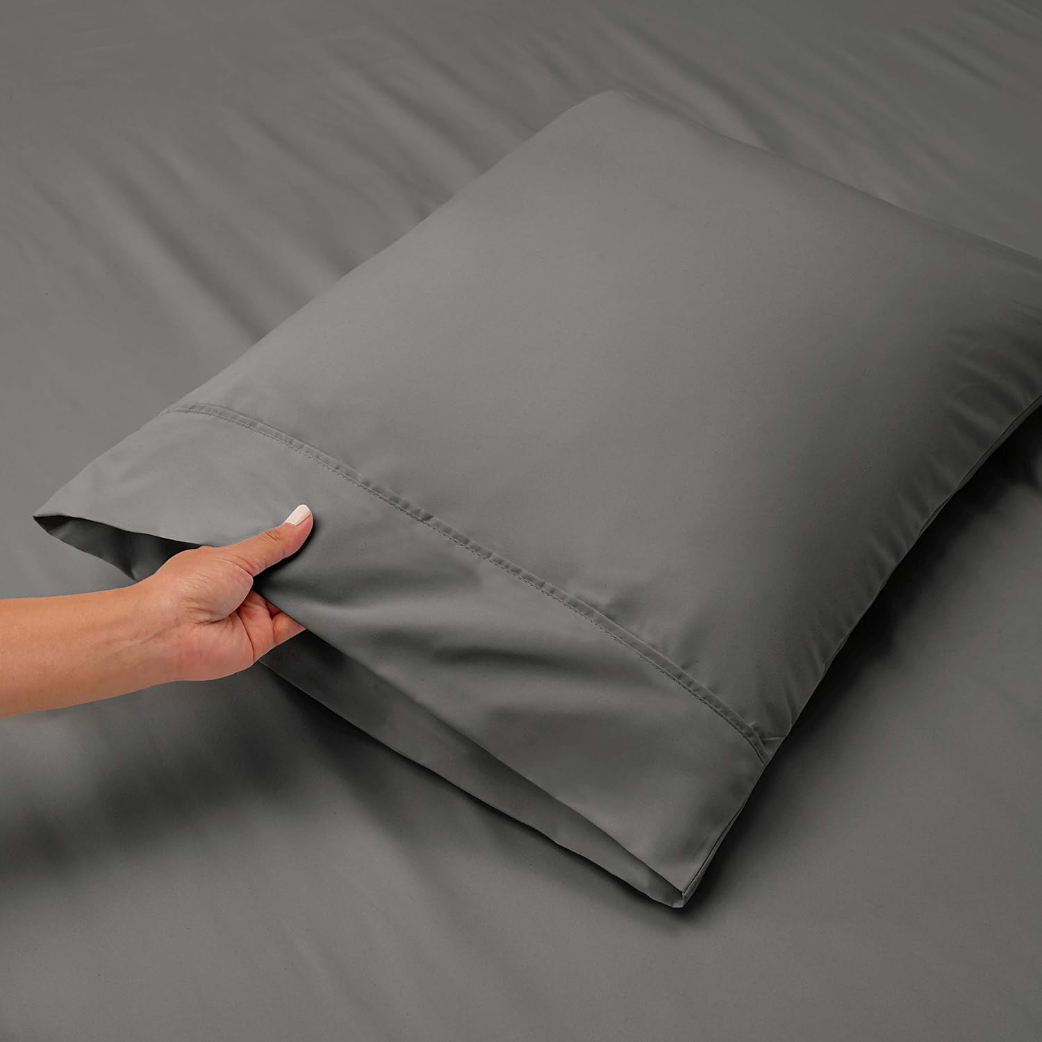 Nestl Extra Deep Pocket Sheets – Dark Grey Deep Fitted Sheet Set Queen Size - Super Deep Sheets fits 18 to 24 Inches Mattress - Hotel Ultra Deep Comfy Bed Sheets - 6 PC Gray Deep Pocket Queen Sheets: Home & Kitchen