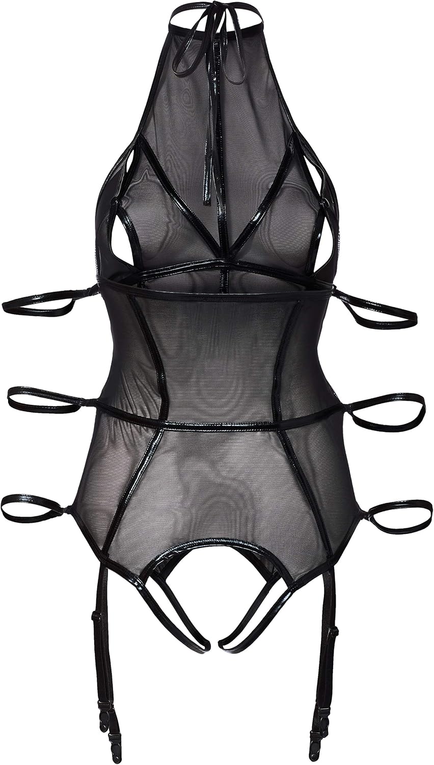 Cottelli Collection Sexy Lingerie Shaper Bondage Body with Garters, Large, Black - Image 3