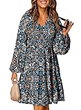 Dokotoo Fall Dresses for Women 2025 Boho Smocked V