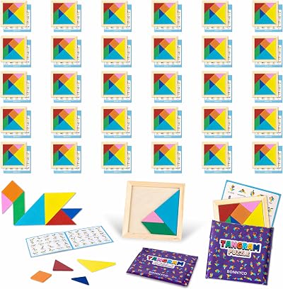 BONNYCO Tangram Puzzles for Kids 30 Pack Party Bag Fillers Unisex
