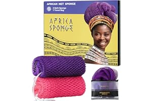 RELAXSCENE African Net Sponge Authentic - 2 Pieces Exfoliating Body Scrubber Bath Sponge - Loofah Washcloth Back Scrub for Shower Body Exfoliator - Face & Skin Care Bathroom Essentials for Women