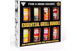 Fire & Smoke Society Essential Grill Variety Pack | BBQ Rubs and Seasonings, Grilling Gifts for Fathers Day, Mens Gifts | Steak Seasoning, Chicken, Burgers, Pulled Pork | Large Spices Set (8-Pack)