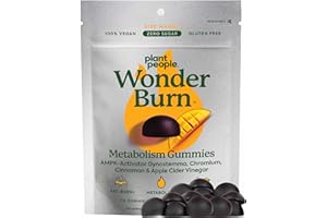 Plant People WonderBurn Metabolism & Cravings Control Gummies, Zero Sugar, Ripe Mango Flavor (60 Count)