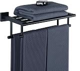 SAYAYO 16-Inch Black Towel Rail SUS304 Stainless Steel Double Bar Bathroom Rack