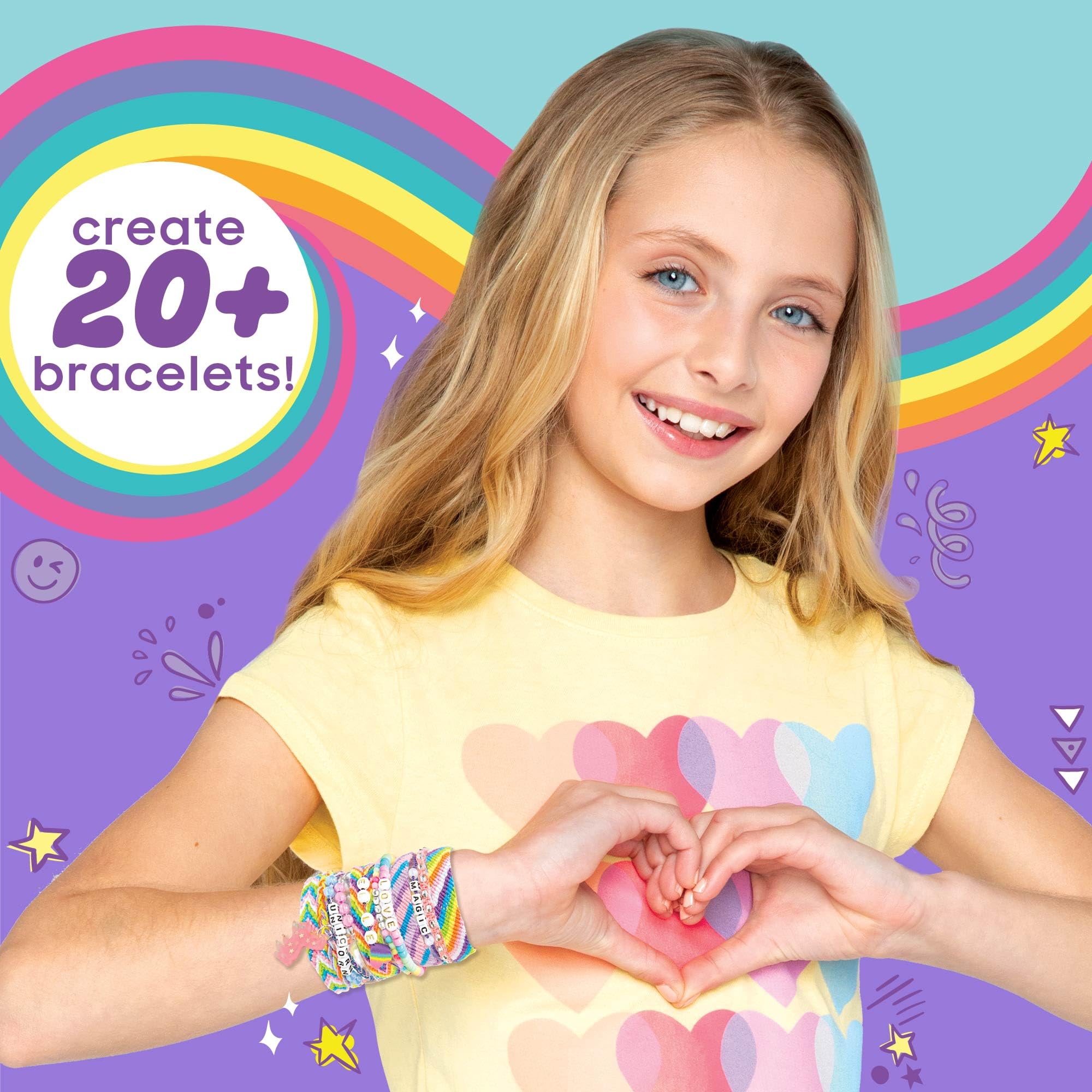 Just My Style Unicorn Friendship Bracelets by Horizon Group USA Create 20+ Bracelets, Kit Includes 1300+ Beads ABC Beads, Metallic Beads Unicorn Storage Case & More
