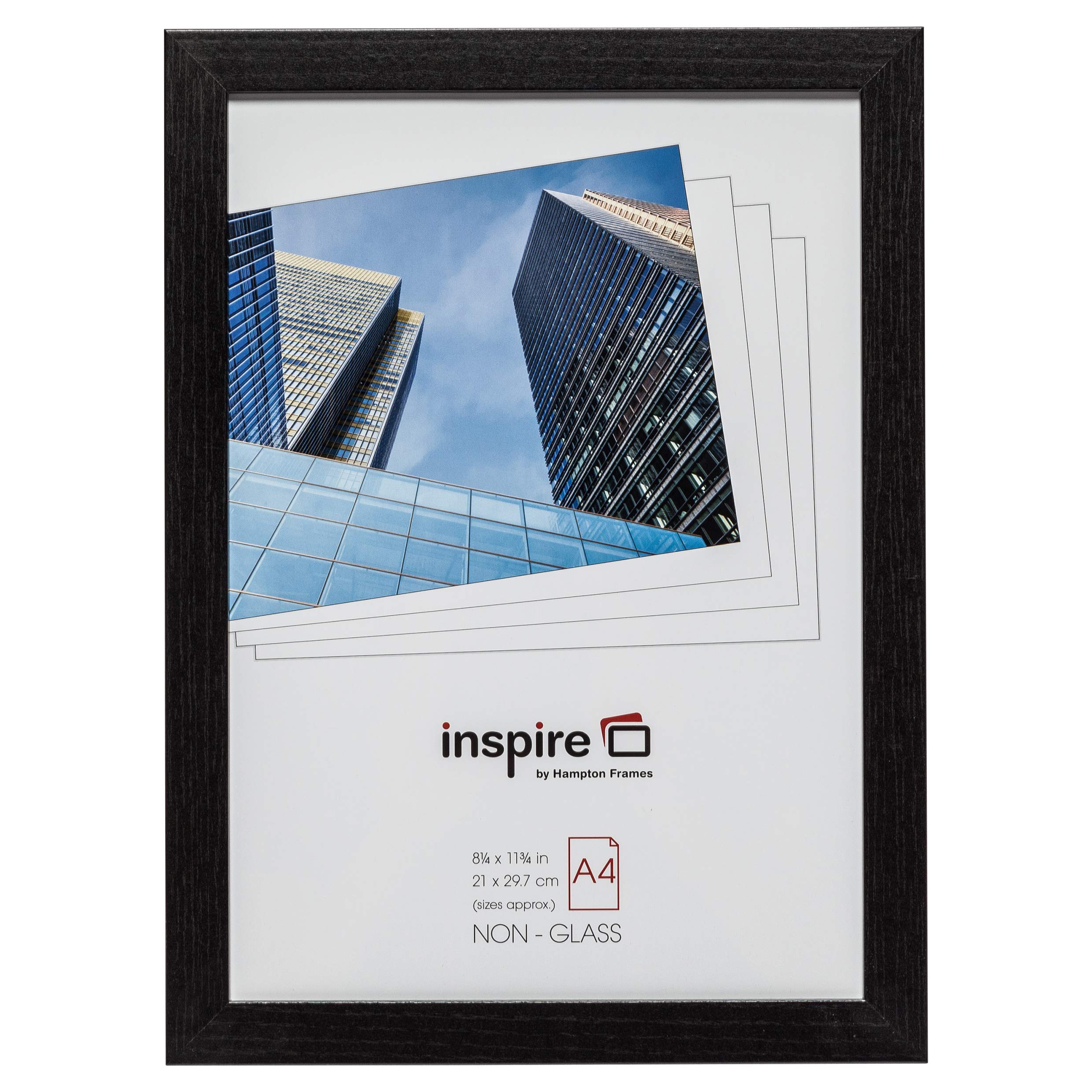 Hampton Frames | OXFORD A4 Picture Frame OXF2130BLKX | 21x30cm, Black, MDF, Acrylic Front | Freestanding or Wall Mount, Landscape & Portrait Display | Modern Photo Frame for Home or Office — image 1
