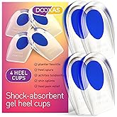 Heel Cups for Heel Pain Relief - Heel Cups for Plantar Fasciitis Women & Men - Gel Cup - Cushion Insert for Shock Absorption - Silicone Cups for Plantar Fasciitis Pain Relief