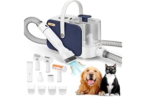 ITBABY Dog Grooming Kit, Pet Grooming Kit & Vacuum Suction 99% Pet Hair Groomer, Professional Grooming Clippers with 8 Proven Grooming Tools for Dogs Cats, Quiet Pet Vacuum Groomer (Purple)