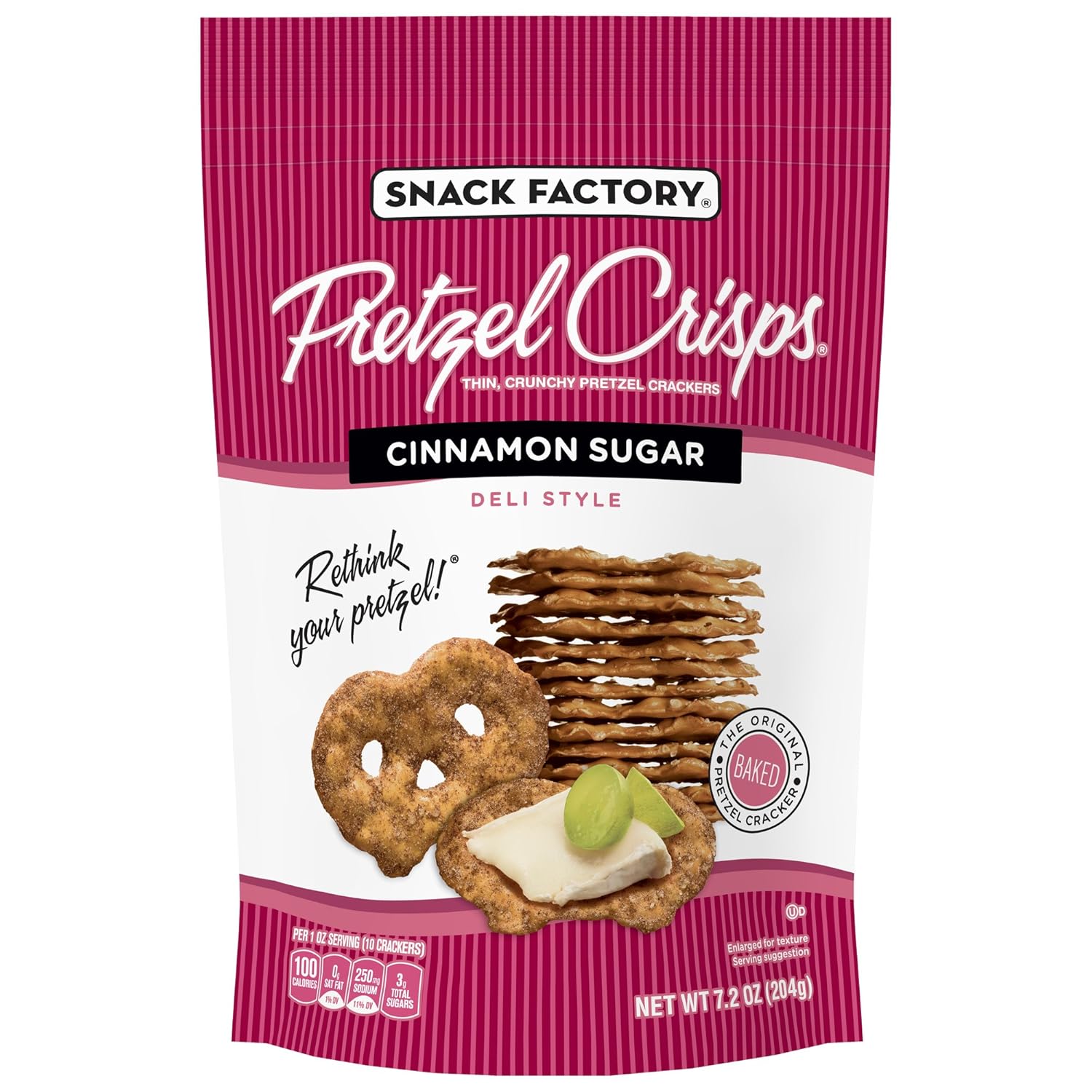 Snack Factory Pretzel Crisps Cinnamon Sugar, 7.2 Ounce