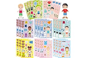 DUJAA 24 Sheets Make a Face and Dress Up Stickers for Girls Boys, Make Your Own Stickers for Kids Toddlers, Preschool Children Crafts Party Favor, Rewards, Art Craft, Birthday Gift