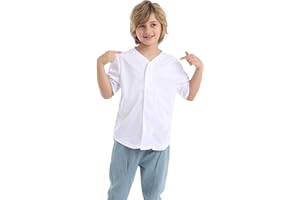 Icibgds Kids Baseball Jersey Button Boys T-Shirt Trendy Hip Hop Girls Black and White Short Sleeve Tshirt