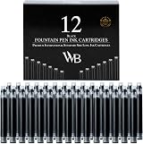 Wordsworth & Black 12pk Black Fountain Pen Ink Cartridges International view 1