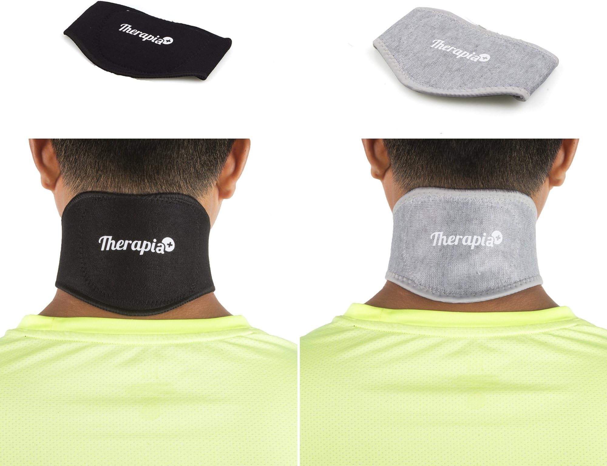 Therapia Plus Neck Pain Relief - Self Heated Tourmaline Magnetic Neck Wrap Enhance Blood Circulation and Bamboo Charcoal Neck Brace Pack of 2 for Sore Neck