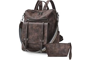 OPAGE Backpack Purse for Women Leather Backpack Purse Travel Backpack Fashion Designer Ladies Shoulder Bags With Wristlets, 14-in Height, Coffee