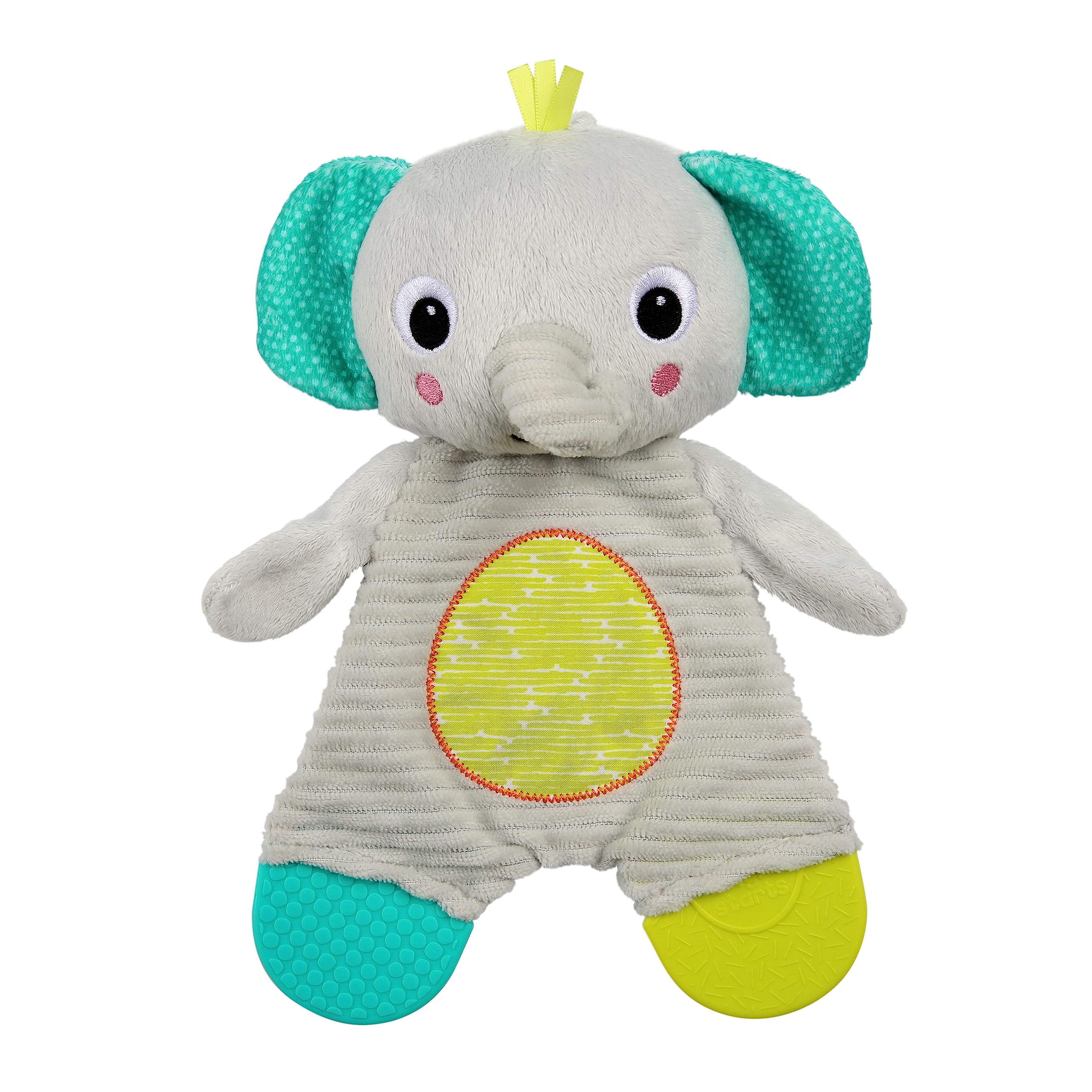 Bright Starts Snuggle & Teethe Plush Teether Toy - Elephant or Giraffe Assorted (1pc, Style May Vary), Ages Newborn+