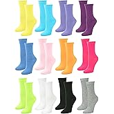 Gelante 12-Pair Women's Crew Socks, Soft Thin Lightweight Breathable Athletic & Casual