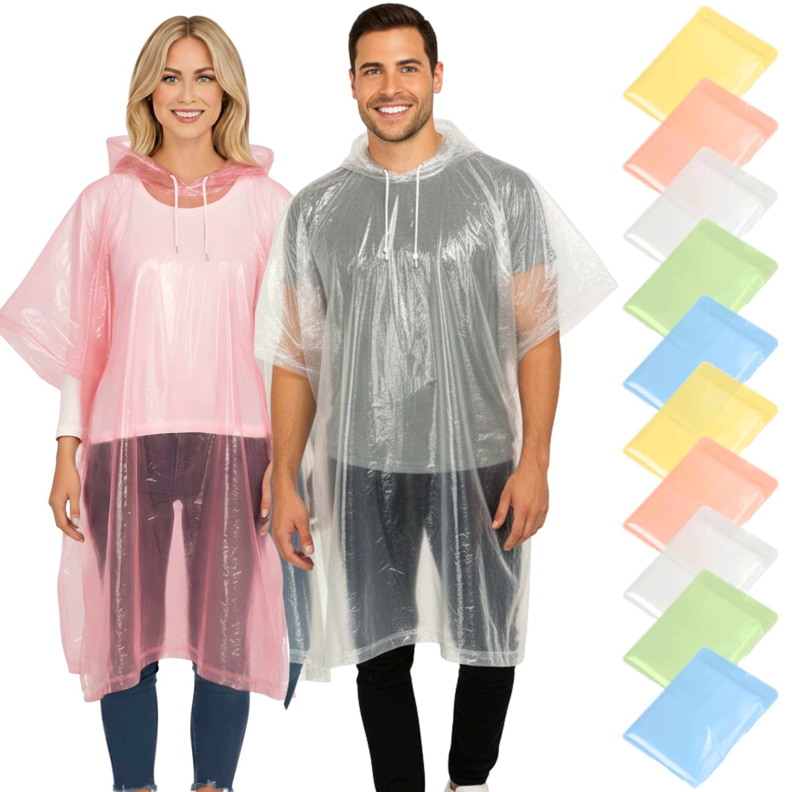 REDSTAR Waterproof Rain Ponchos Family Pack - Disposable Rain Poncho Adult Waterproof Raincoat Women and Men - Emergency Raincoat or Pac a Mac as Camping, Hiking, Travel and Festival Accessories