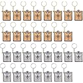 SYOWADA 30Pcs Bible Keychain, Religious Pendant with Readable Text, Handbag Pendantfor Christian Baptism Wedding Church Events (Silver / Gold)
