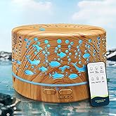 Diffusers for Essential Oils Large Room with R/C,600ml Essential Oil Diffusers for Home,Waterless Auto Off 7 Colors Changed 3 Mist Modes,Cool Mist Humidifiers for House Bedroom Decor,Gifts,Light Wood