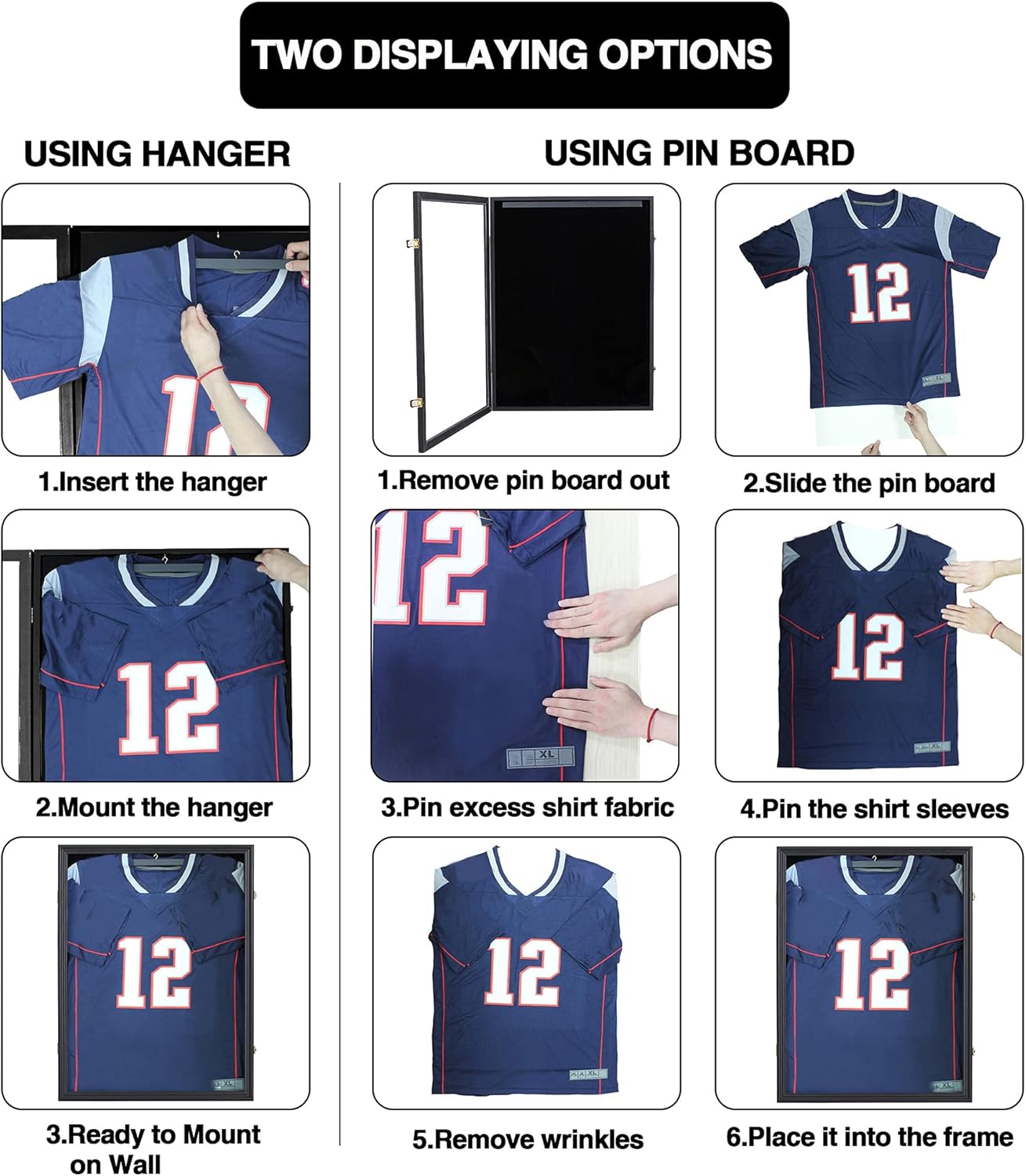 IHEIPYE Jersey Frame Display Case,Jersey Shadow Box Lockable with 98% UV Protection Acrylic and Hanger for Baseball Basketball Football Soccer Hockey 2XL Sport Jersey Shirt and Uniform Black: Home & Kitchen