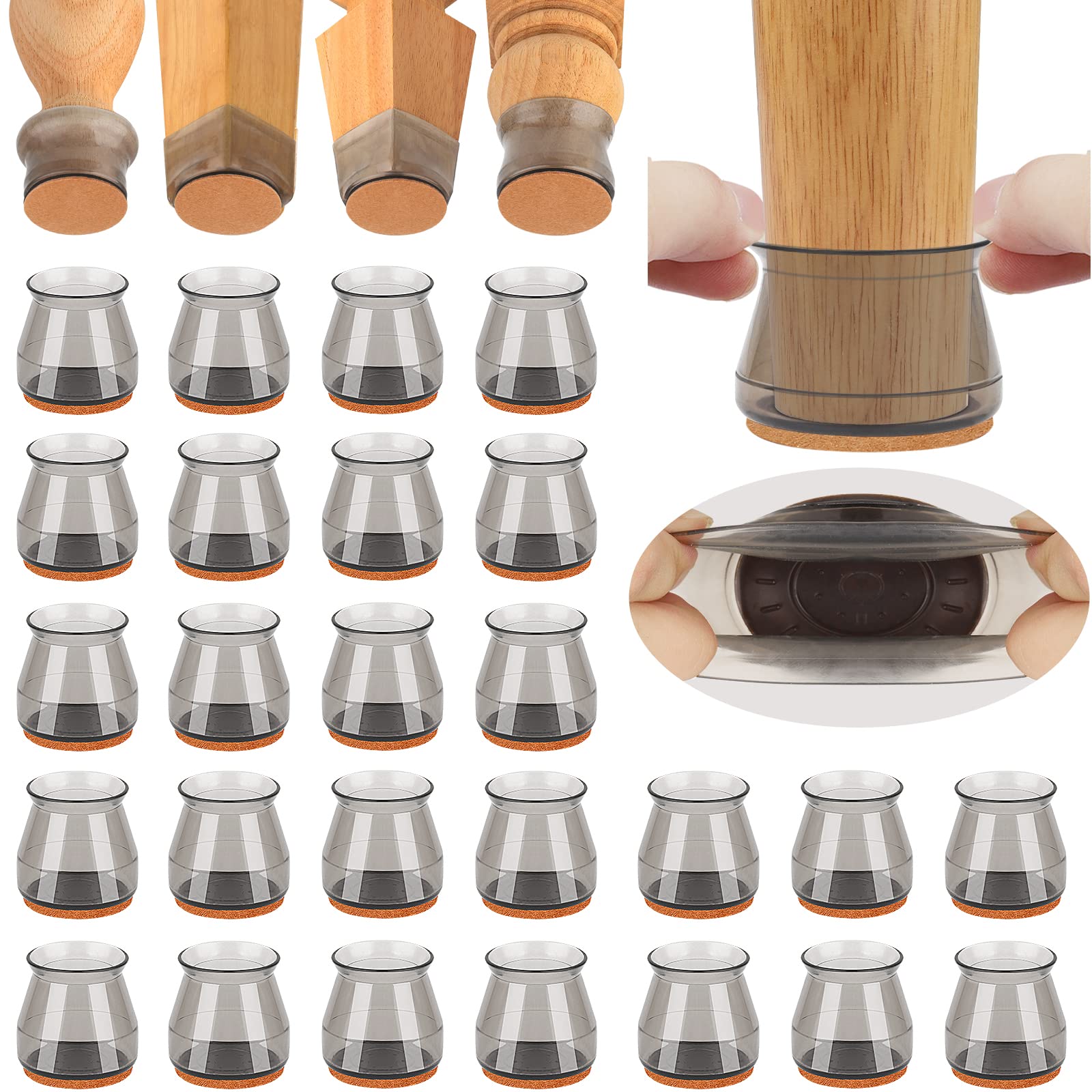 32 Pcs Small Chair Leg Protectors for Hardwood Floors, Silicone Chair ...